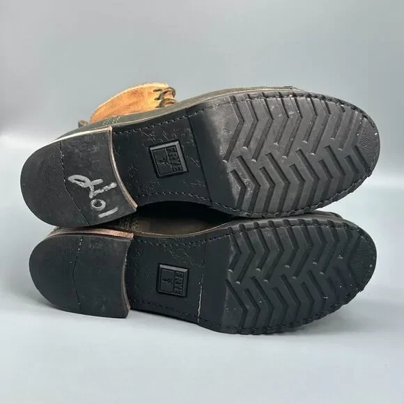 Frye Veronica Women's 6.5 Brown Leather Shearling Duck Boots Lace-Up Mid-Calf - Picture 10 of 12